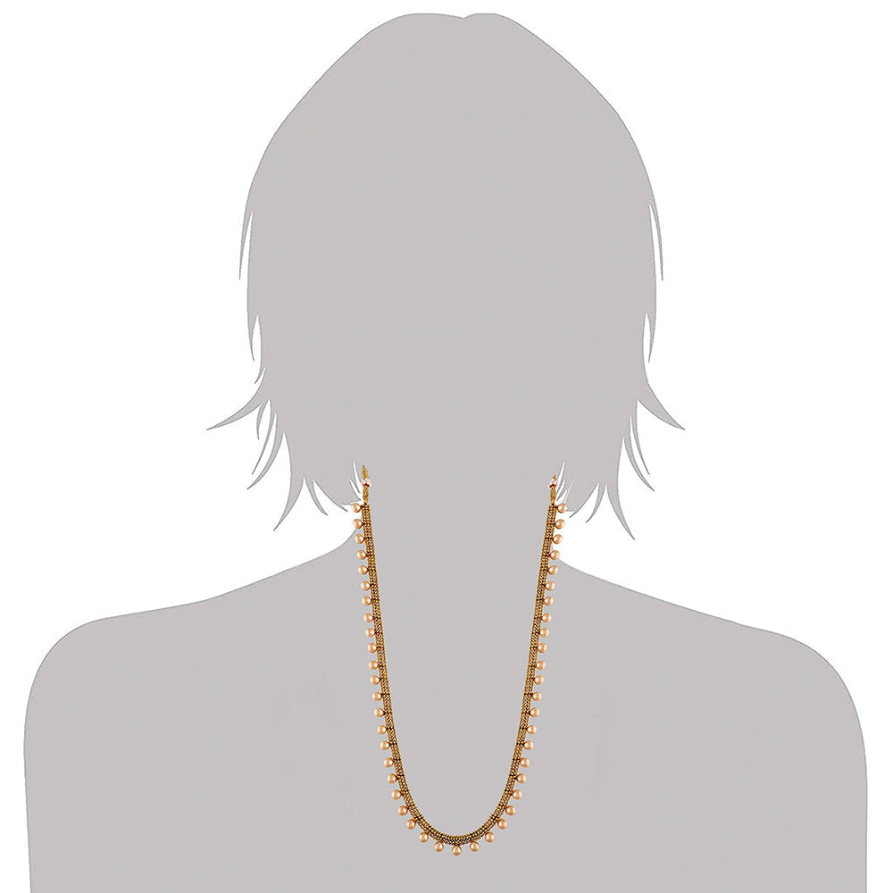 Etnico 18K Gold Plated Traditional South Indian Stylish Long Necklace With Earrings For Women & Girls (MC042RG)
