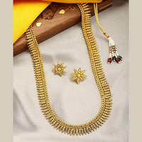 Etnico 18K Gold Plated Traditional South Indian Stylish Golden Leaf work Necklace With Earrings For Women & Girls (MC043)