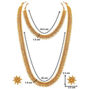 Etnico 18K Gold Plated Traditional South Indian Stylish Golden Leaf Work Necklace With Earrings For Women & Girls (MC044)