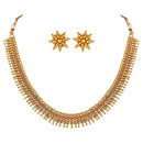 Etnico 18K Gold Plated Traditional South Indian Stylish Golden Necklace With Earrings For Women & Girls (Short Necklace)