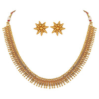 Etnico 18K Gold Plated Traditional South Indian Stylish Golden Necklace With Earrings For Women & Girls (Short Necklace)