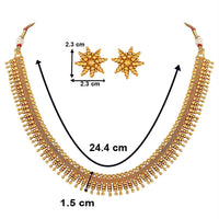 Etnico 18K Gold Plated Traditional South Indian Stylish Golden Necklace With Earrings For Women & Girls (Short Necklace)