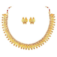 Etnico 18K Gold Plated Traditional South Indian Stylish Coin Necklace With Earrings For Women & Girls (MC061FL)