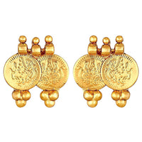 Etnico 18K Gold Plated Traditional South Indian Stylish Coin Necklace With Earrings For Women & Girls (MC061FL)