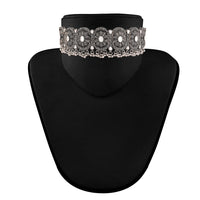 Etnico Oxidised Silver Plated Afghani Choker Necklace Jewellery Set for Women (MC069)