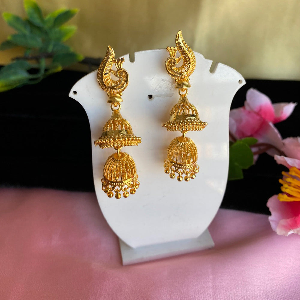 Mahavir Gold Plated Jhumkis Earrings