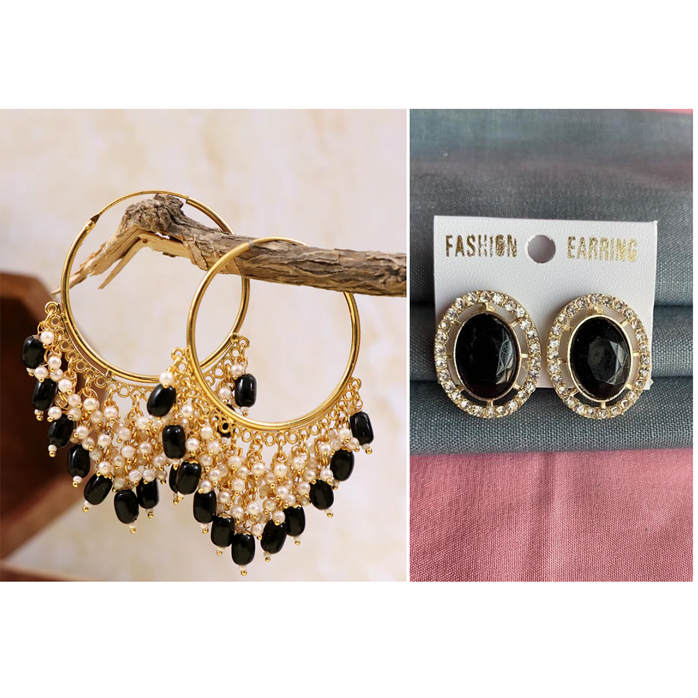 Mahavir Gold Plated Stud & Dangler Earrings Combo