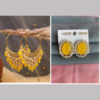 Mahavir Gold Plated Stud & Dangler Earrings Combo