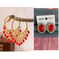 Mahavir Gold Plated Stud & Dangler Earrings Combo