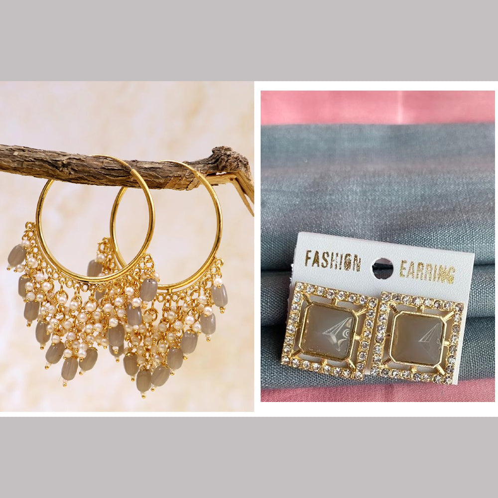 Mahavir Gold Plated Stud & Dangler Earrings Combo