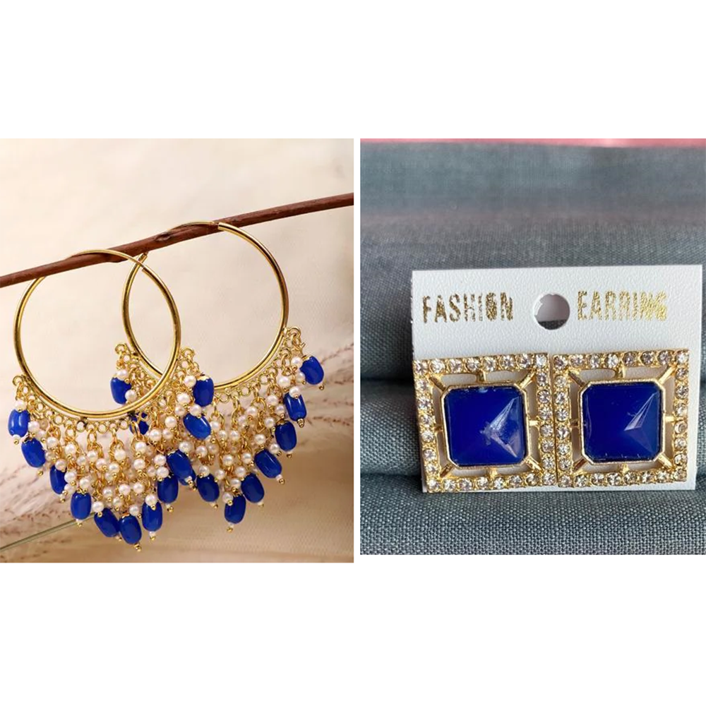 Mahavir Gold Plated Stud & Dangler Earrings Combo