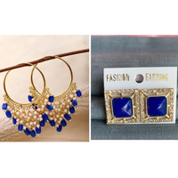Mahavir Gold Plated Stud & Dangler Earrings Combo