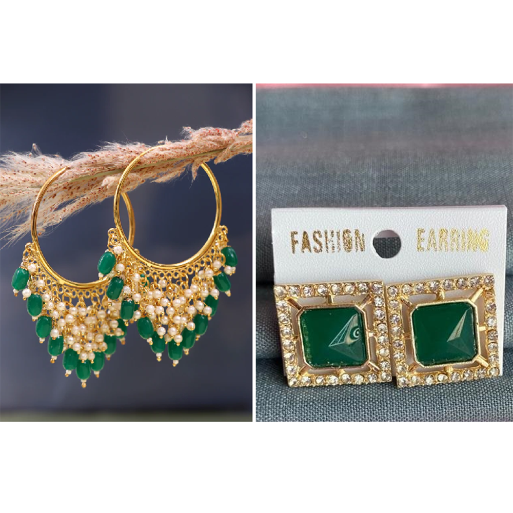 Mahavir Gold Plated Stud & Dangler Earrings Combo