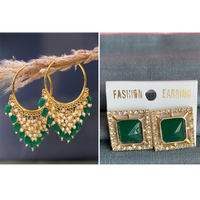 Mahavir Gold Plated Stud & Dangler Earrings Combo
