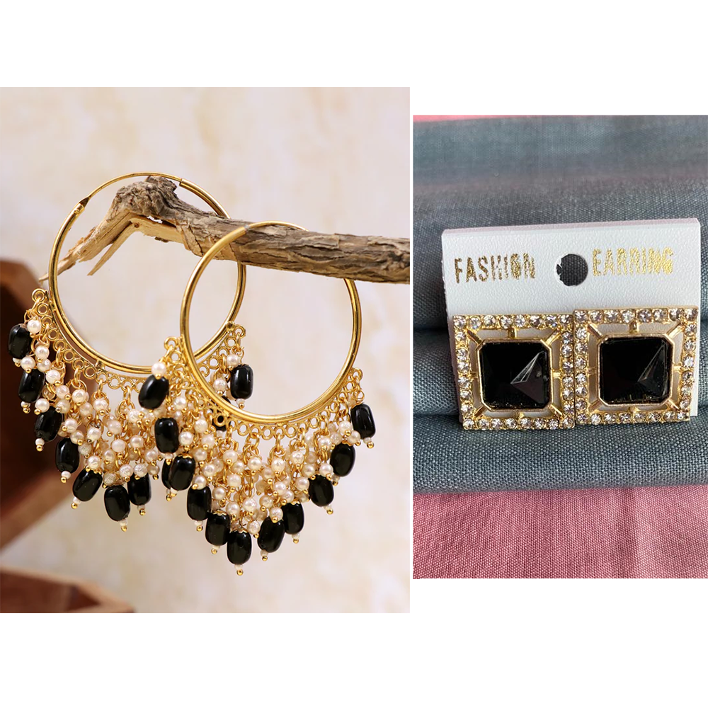 Mahavir Gold Plated Stud & Dangler Earrings Combo