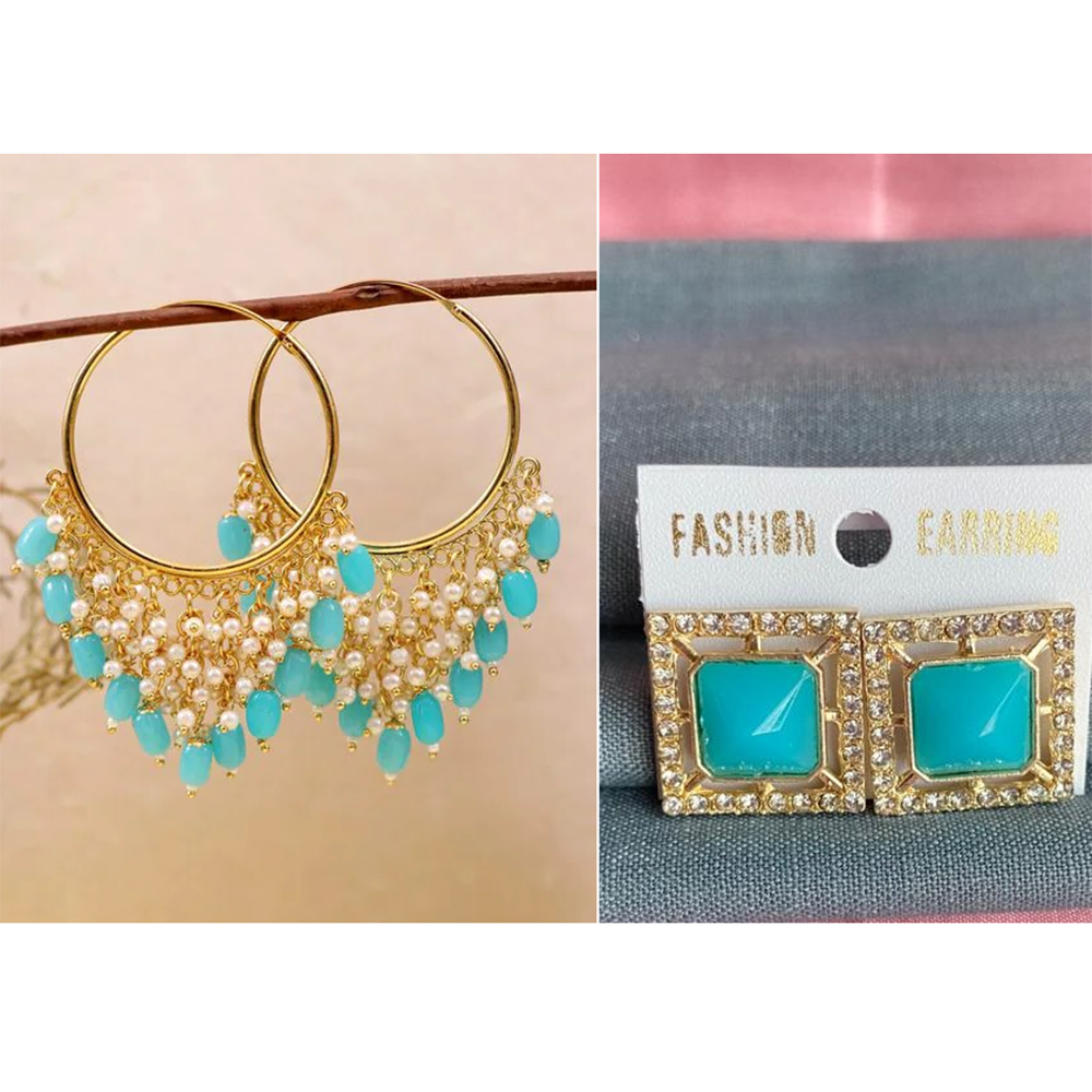Mahavir Gold Plated Stud & Dangler Earrings Combo