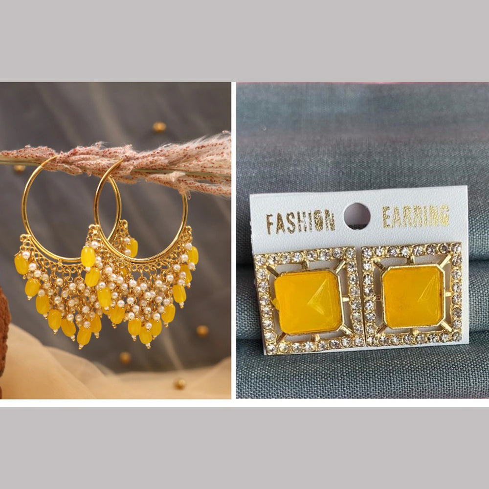 Mahavir Gold Plated Stud & Dangler Earrings Combo