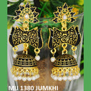 Mahavir Gold Plated Meenakari And Pearl Designer Jhumki Earrings