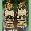 Mahavir Gold Plated Meenakari And Pearl Designer Jhumki Earrings