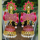 Mahavir Gold Plated Meenakari And Pearl Designer Jhumki Earrings