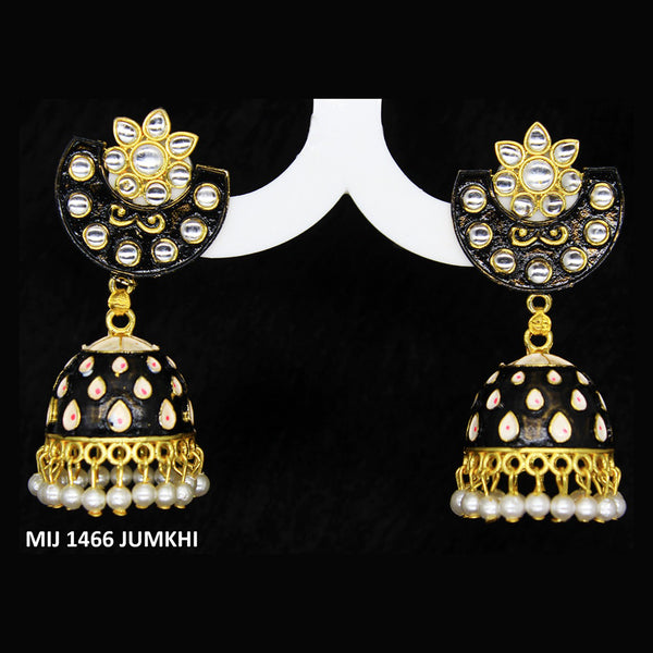 Mahavir Gold Plated Meenakari And Kundan Designer Jhumki Earrings