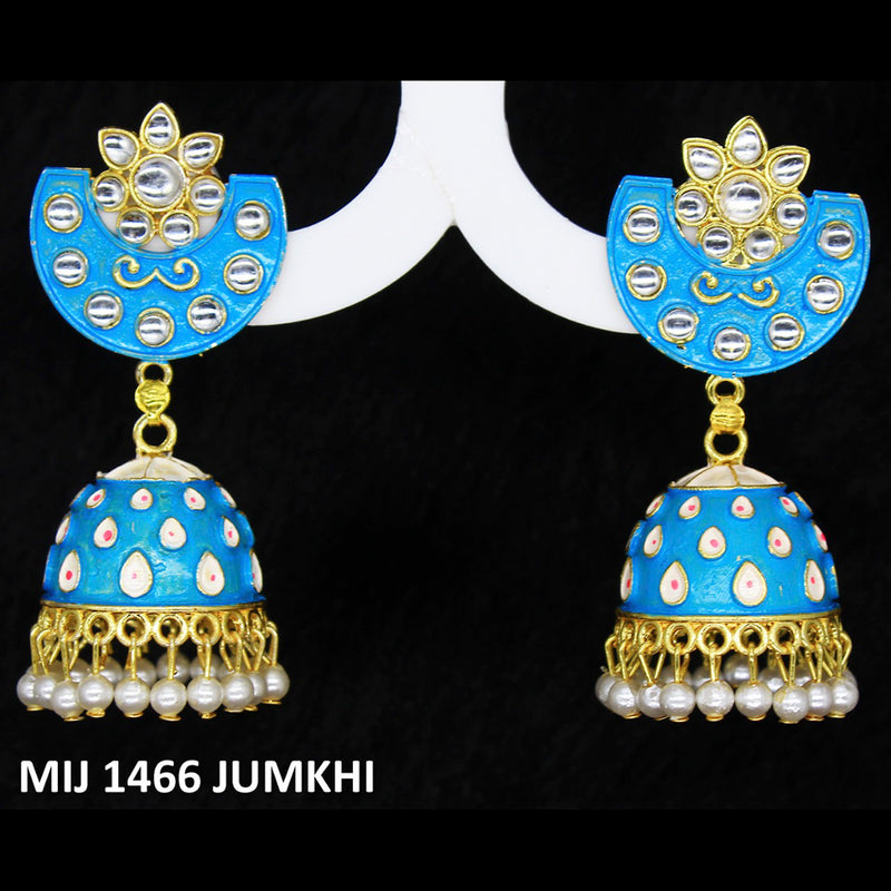 Mahavir Gold Plated Meenakari And Kundan Designer Jhumki Earrings