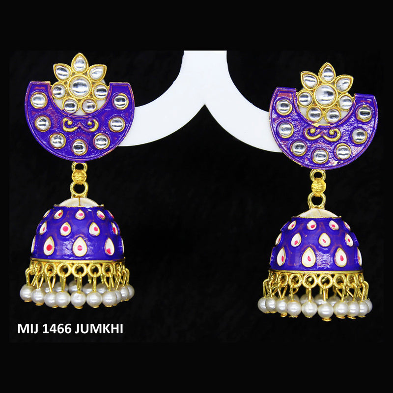 Mahavir Gold Plated Meenakari And Kundan Designer Jhumki Earrings