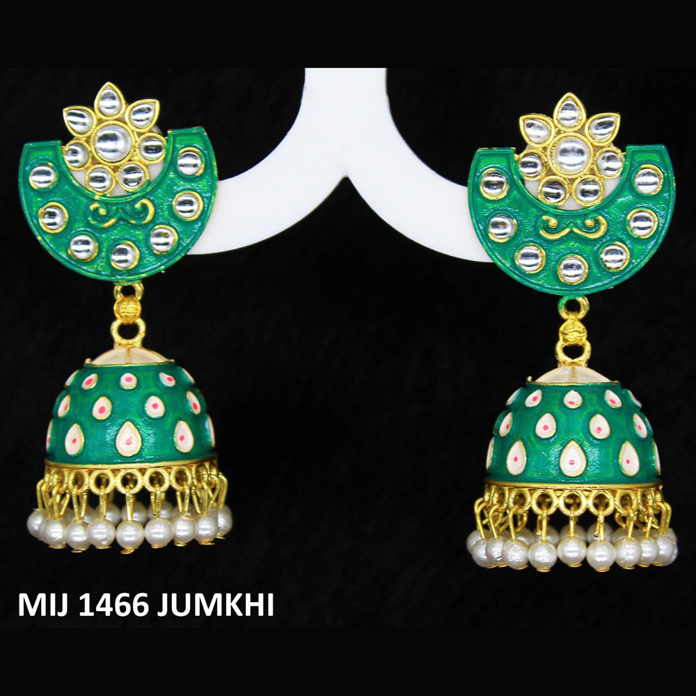 Mahavir Gold Plated Meenakari And Kundan Designer Jhumki Earrings