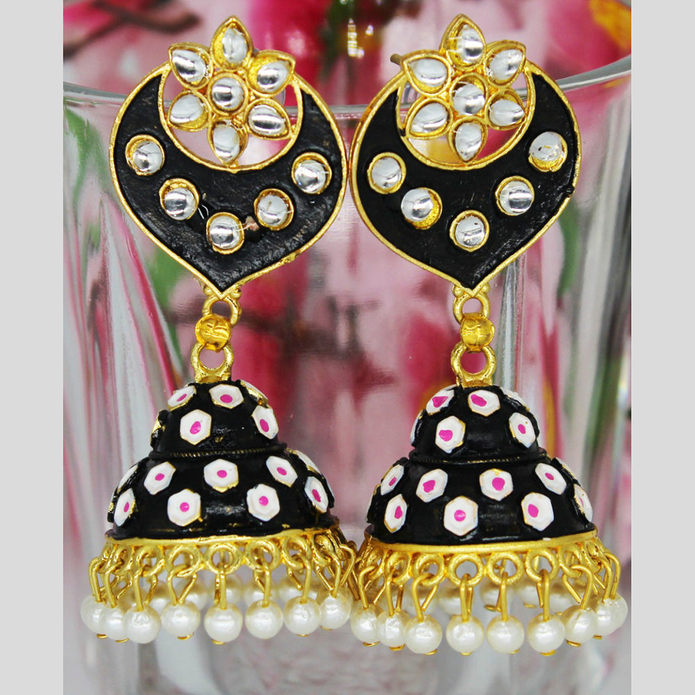 Mahavir Gold Plated Meenakari And Kundan Designer Jhumki Earrings