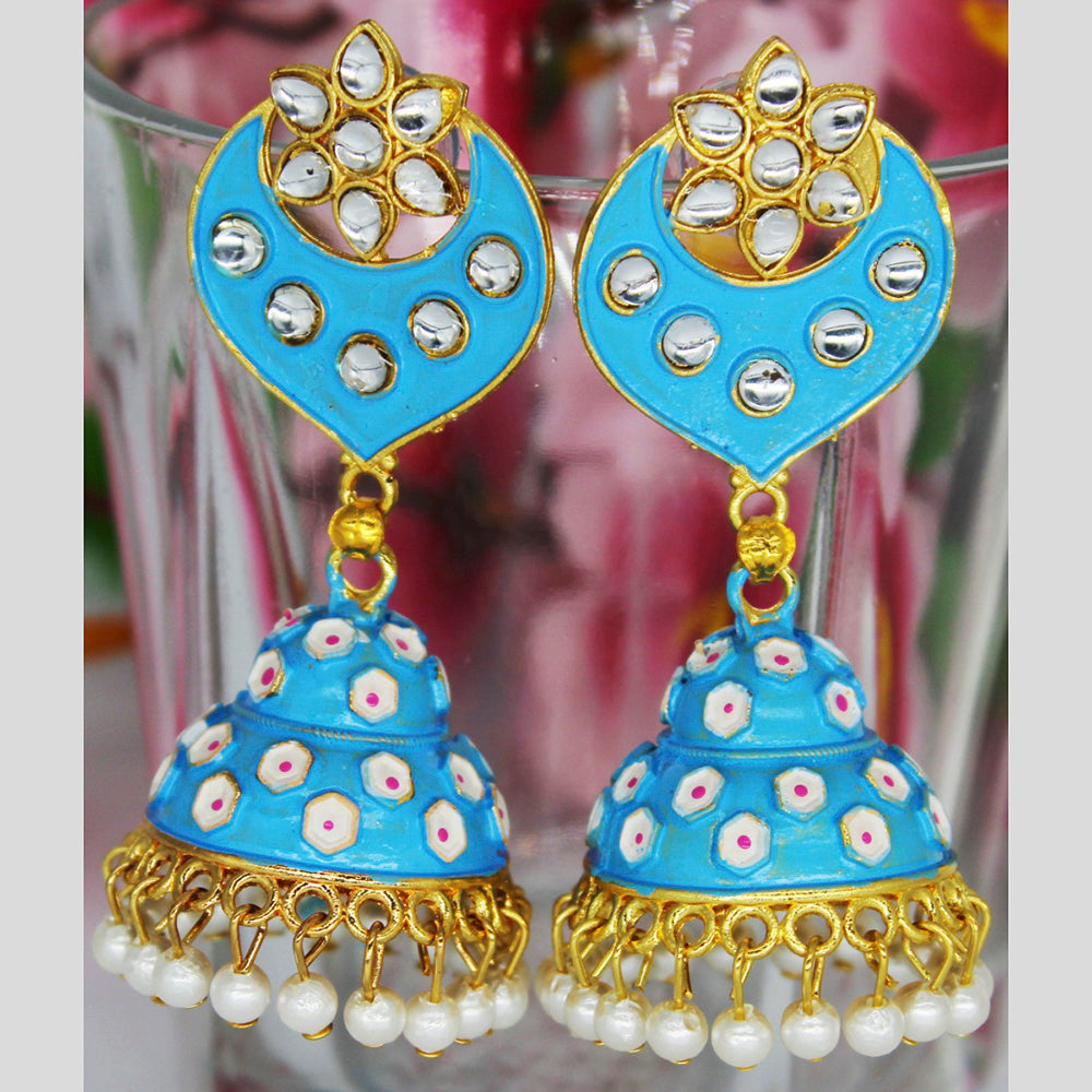 Mahavir Gold Plated Meenakari And Kundan Designer Jhumki Earrings