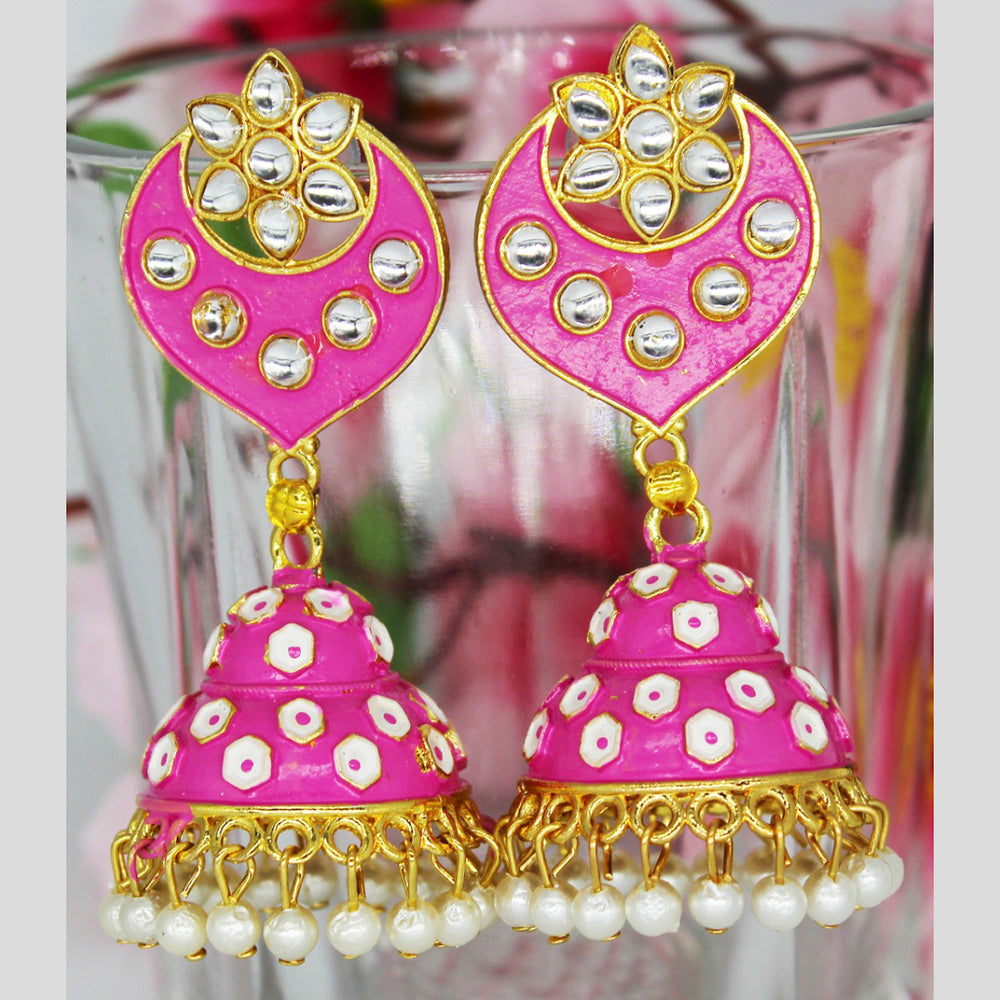 Mahavir Gold Plated Meenakari And Kundan Designer Jhumki Earrings