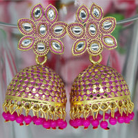 Mahavir Gold Plated Meenakari And Kundan Designer Jhumki Earrings