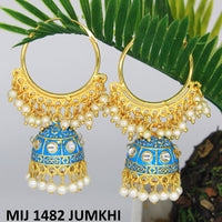 Mahavir Gold Plated Meenakari And Beads Designer Jhumki Earrings