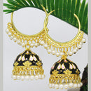 Mahavir Gold Plated Meenakari And Pearl Designer Jhumki Earrings
