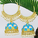 Mahavir Gold Plated Meenakari And Pearl Designer Jhumki Earrings