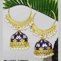 Mahavir Gold Plated Meenakari And Pearl Designer Jhumki Earrings