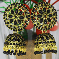 Mahavir Gold Plated Pota And Austrian Stone Designer Jhumki Earrings