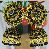 Mahavir Gold Plated Pota And Austrian Stone Designer Jhumki Earrings