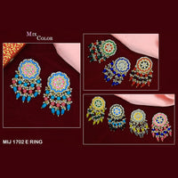 Mahavir Gold Plated Meenakari & Beads Dangler Earrings