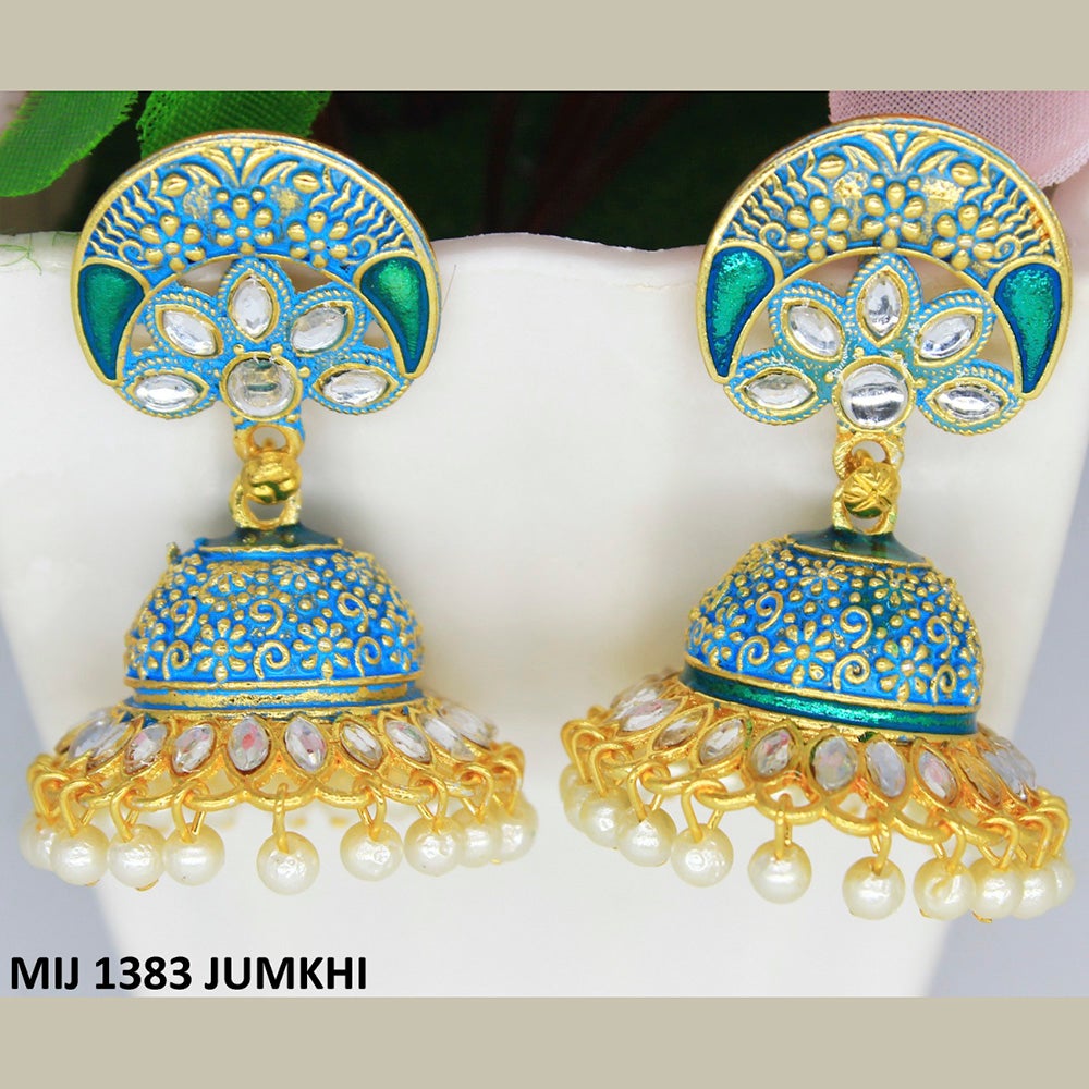 Mahavir Gold Plated Meenakari And Kundan Designer Jhumki Earrings - MIJ 1383 Jumkhi