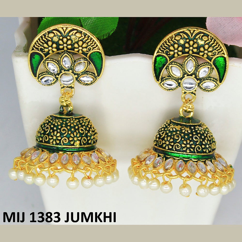 Mahavir Gold Plated Meenakari And Kundan Designer Jhumki Earrings - MIJ 1383 Jumkhi