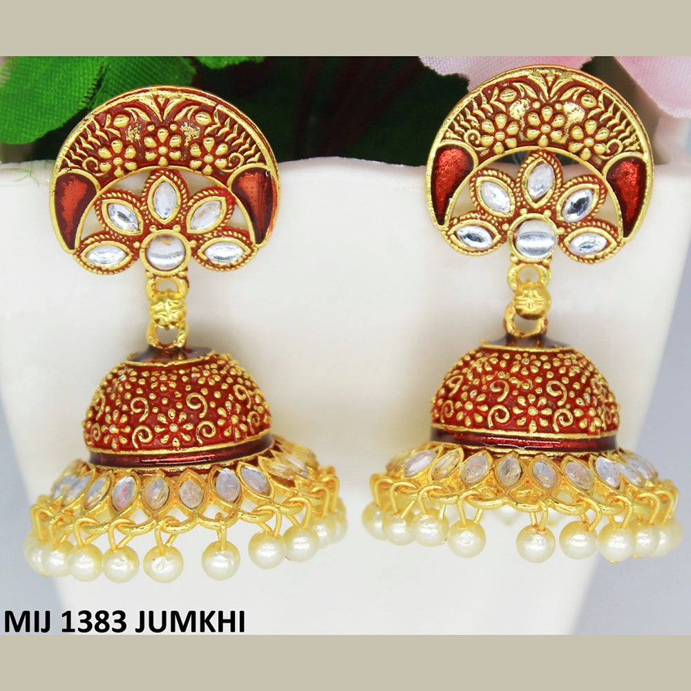 Mahavir Gold Plated Meenakari And Kundan Designer Jhumki Earrings - MIJ 1383 Jumkhi