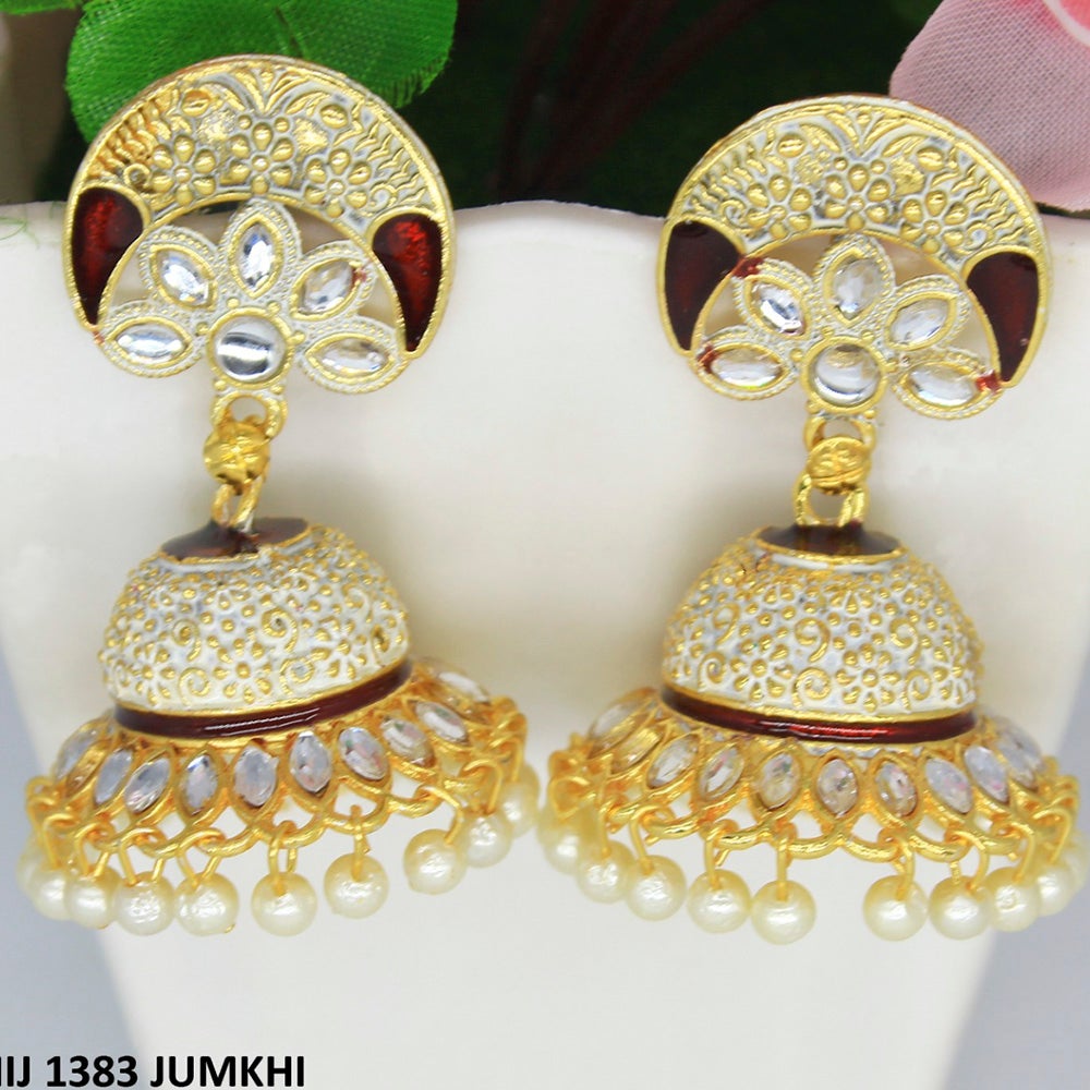 Mahavir Gold Plated Meenakari And Kundan Designer Jhumki Earrings - MIJ 1383 Jumkhi