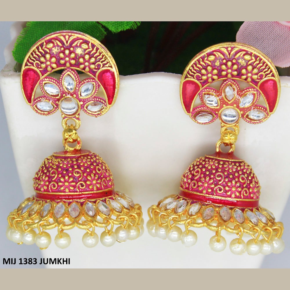 Mahavir Gold Plated Meenakari And Kundan Designer Jhumki Earrings - MIJ 1383 Jumkhi