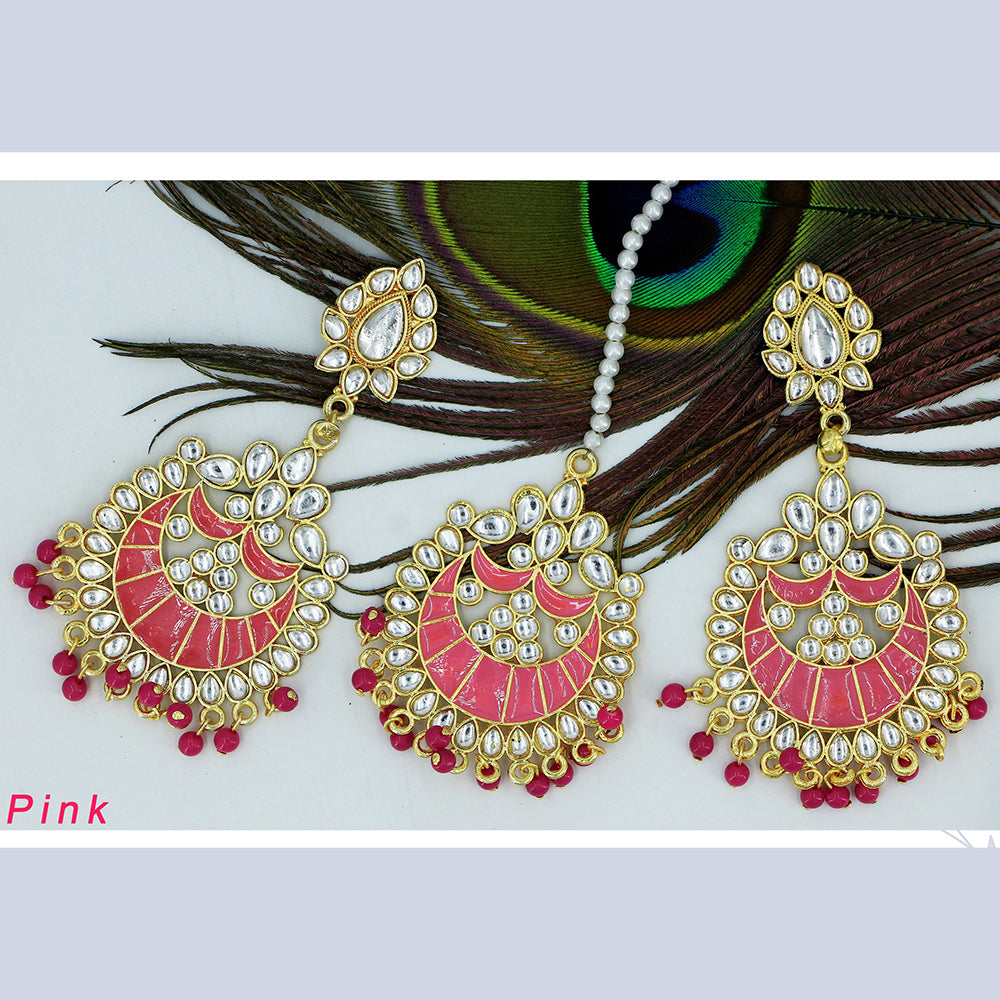 Mahavir Gold Plated Kundan & Meenakari Earrings