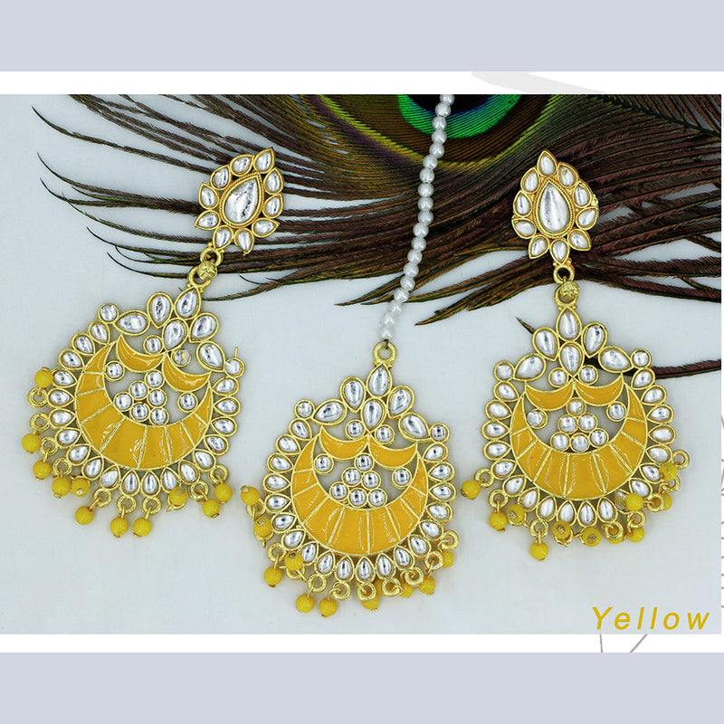 Mahavir Gold Plated Kundan & Meenakari Earrings