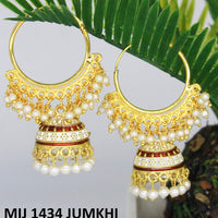 Mahavir Gold Plated Meenakari And Pearl Designer Jhumki Earrings - MIJ 1434 Jumkhi