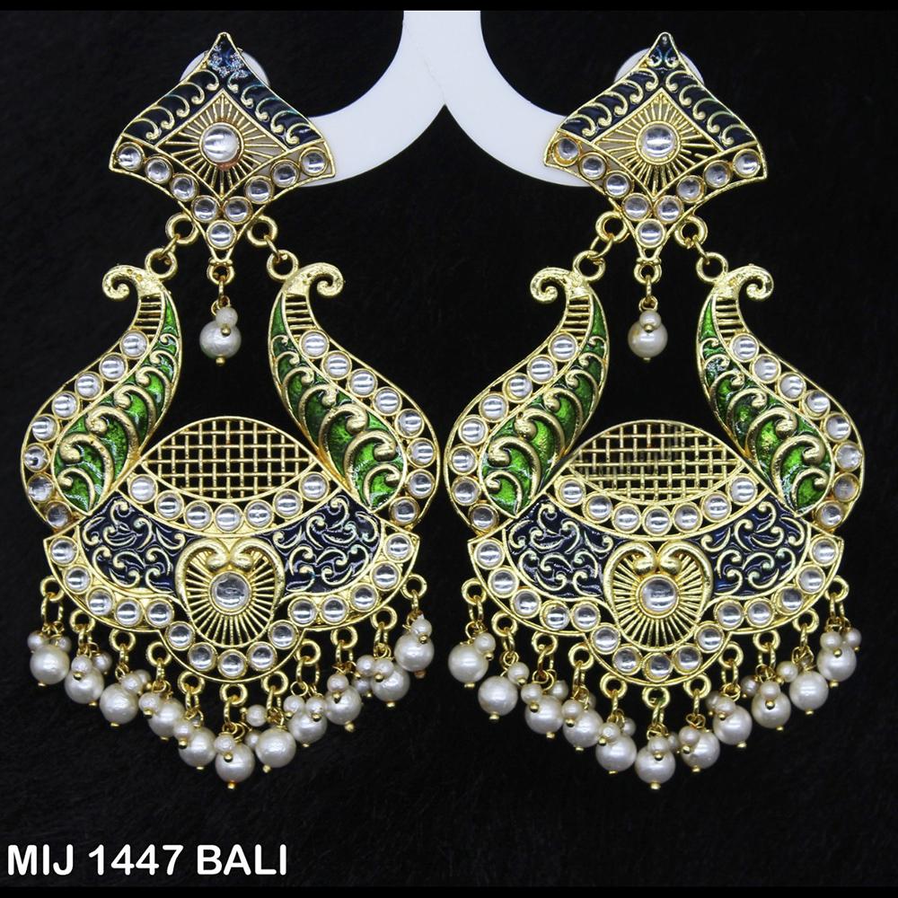 Mahavir Gold Plated Designer Dangler Earrings - MIJ 1447 BALI