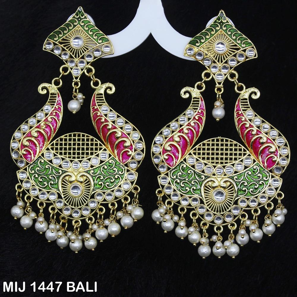 Mahavir Gold Plated Designer Dangler Earrings - MIJ 1447 BALI