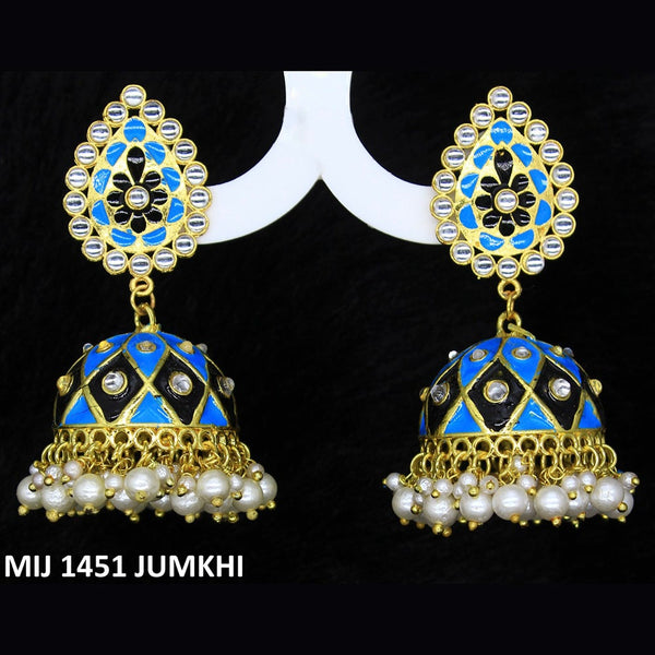 Mahavir Gold Plated Meenakari And Kundan Designer Jhumki Earrings - MIJ 1451 Jumkhi